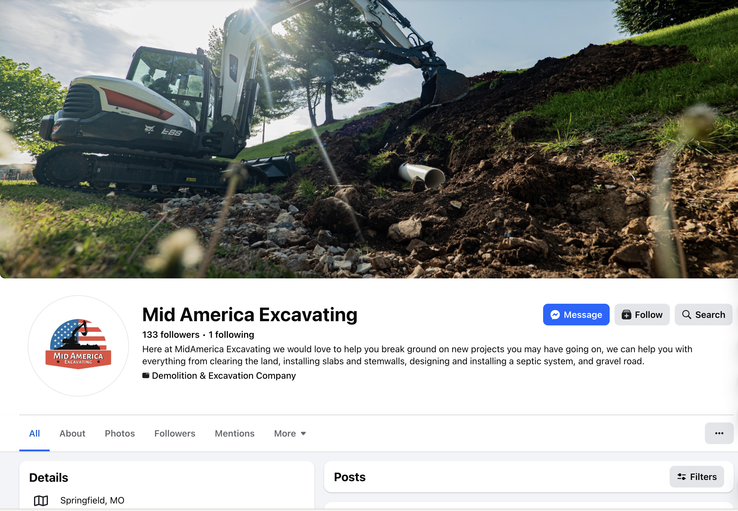 Facebook page screenshot